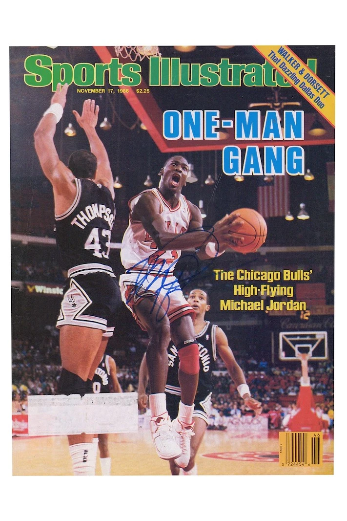 Een gesigneerde Michael Jordan 'Sports Illustrated'-cover uit 1986 te koop voor 5.000 dollar